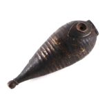 A bronze hookah pipe base, 16cms long.