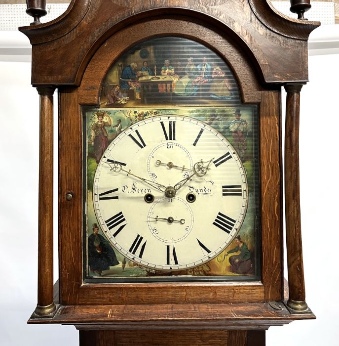 An oak longcase clock, the 30cm square arched painted dial with Roman numerals and subsidiary - Image 4 of 5