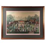 After Helen Bradley (1900-1979) - The Fair at Daisy Nook - limited edition print, blind stamped,