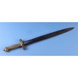 A 19th century French 1831 pattern Gladius short sword with ribbed brass hilt and steel blade, 64cms