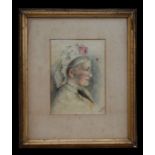 Victorian school - Portrait of Mrs W H Fowler Wearing a Bonnet - initialled 'EEF' and dated 1891