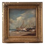 Arthur E Davies RBA (1893-1988) - Fishing Boats at Shoreham - signed lower right, oil on board,