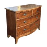 A 19th century bowfront chest of drawers with two short and two long drawers, on bracket feet,