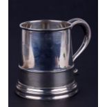 A sliver tankard with glass with glass base, initialled, Sheffield 1932, 11.5cms high, total