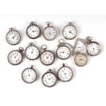 Fourteen silver half hunter and open faced pocket watches requiring repair for spares or repair (