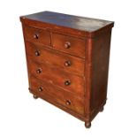 A Victorian mahogany chest of two short and three graduated long drawers, on a plinth base, 92cms