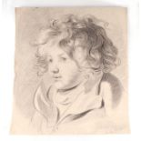 Jan Dauer (19th century school) - pencil sketch, possibly of the young Beethoven, signed & dated