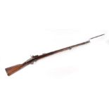A 19th century French percussion rifle with sprung lever breach barrel, suspension loops and