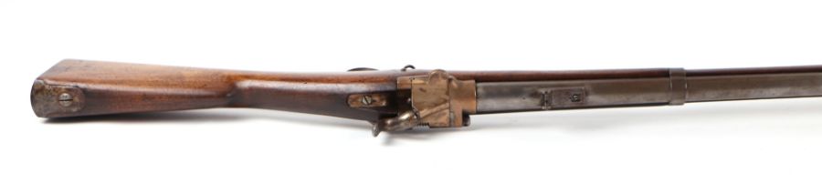 A 19th century French percussion rifle with sprung lever breach barrel, suspension loops and - Image 5 of 15
