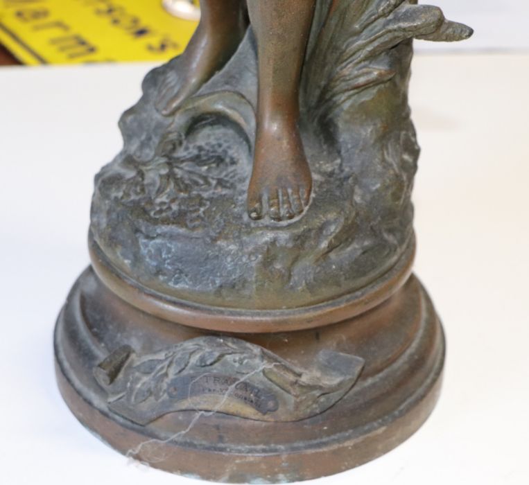 A pair of late 19th century French bronzed spelter figures, the largest 65cms high (2). - Image 4 of 12