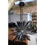 A California Sunburst 45 chandelier designed by Tony Duquette for Remains Lighting, constructed from
