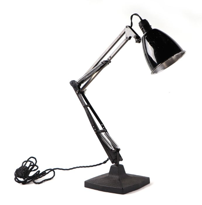 A Herbert Terry black 1209 model Anglepoise factory lamp with original switched Crabtree bulb