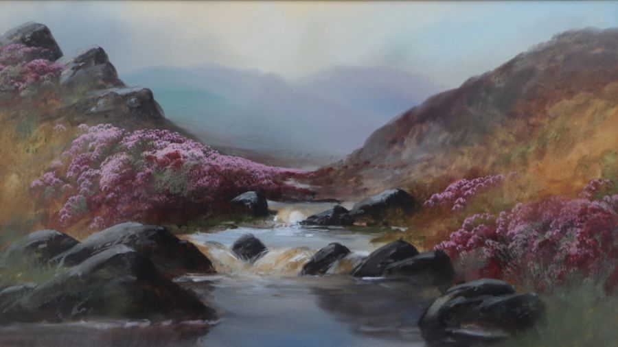 V Bre (late Victorian school) - Highland Landscape with Stream in the Foreground - gouache, signed - Image 2 of 2