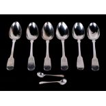 A set of six George IV silver Fiddle pattern teaspoons, initialled, London 1828, 131g; together with