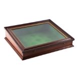 A bijouterie table top cabinet with green baize lined interior, 50cms wide.