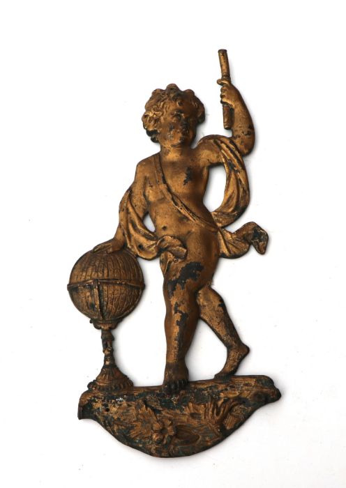 A pair of gilt bronze wall plaques depicting putti, 26cms high (2). - Image 6 of 9