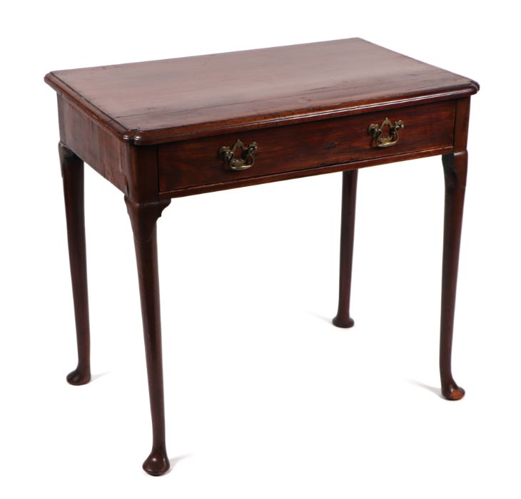 A 19th century mahogany side table, the rectangular top with re-entrant corners above a single