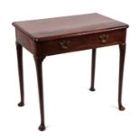 A 19th century mahogany side table, the rectangular top with re-entrant corners above a single