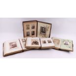 Four leather albums containing carte de visite cabinet cards, various subjects including