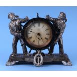 An early 20th century American novelty mantle clock by Mullers & Sons, Number 208, the white paper