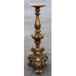 An Ecclesiastical style gilt moulded plaster pricket stick, 73cms high.