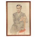 Percy Shakespeare (British 1906-1943) - a full length portrait of a young gentleman wearing a grey