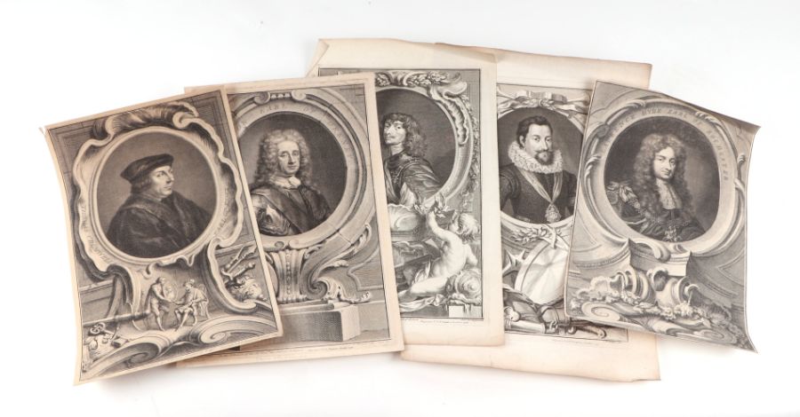 A quantity of 18th and 19th century engravings of famous 16th and 17th century nobility and famous