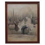 Christopher Hughes (early 20th century school) - St Anne's Gate Salisbury - signed & dated 1913