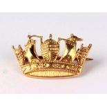 A 9ct gold Naval sweetheart pin brooch. 1.8g