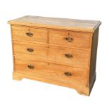 A late 19th century pine chest with two short and two graduated long drawers, 106cms wide.