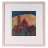 Sue Luxton (modern British) - Basilica - mixed media, signed lower left, framed & glazed, 28 by