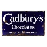 A Cadbury's Chocolates enamel sign, 61 by 36cms.