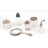 A quantity of assorted silver items to include a Victorian magnifying glass; together with a