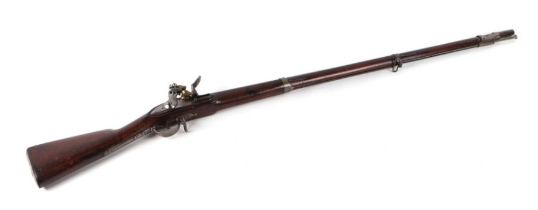 An early 19th century Dutch flintlock rifle, the barrel with proof marks, suspension loops and ram