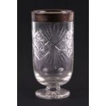 A George V cut glass celery vase with silver collar, London 1910, 21cms high.