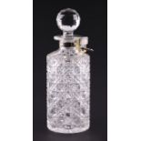 A Betjemann's Patent glass hobnail cut lockable decanter with key, 25cms high.Condition ReportVery