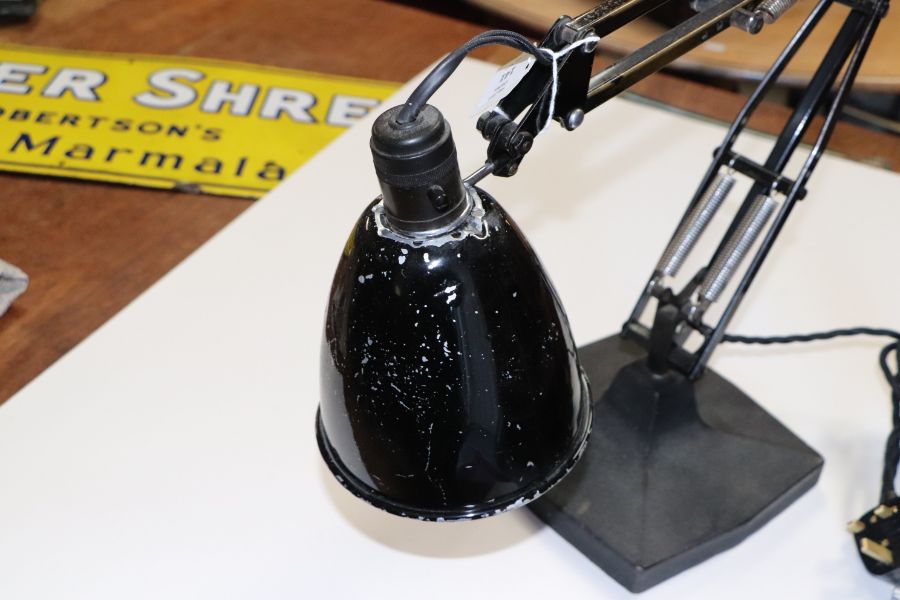A Herbert Terry black 1209 model Anglepoise factory lamp with original switched Crabtree bulb - Image 4 of 8