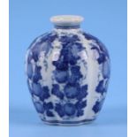 A Chinese blue & white vase of lobed form decorated with melons, blue seal mark to the underside,