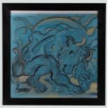 After Picasso - Study of a Blue Minotaur - framed & glazed, 49 by 47cms.