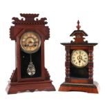 A Junghans Victorian mantle clock; together with an American mantle clock (2).