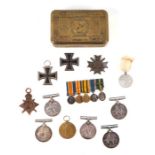 Five 1914-1918 war medals, all named; together with a 1914-15 Star named to Private T E Dunning; a