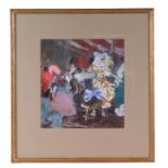 Late 19th century school - In the manner of Toulouse Lautrec - Seated Dancer and Clowns - gouache,