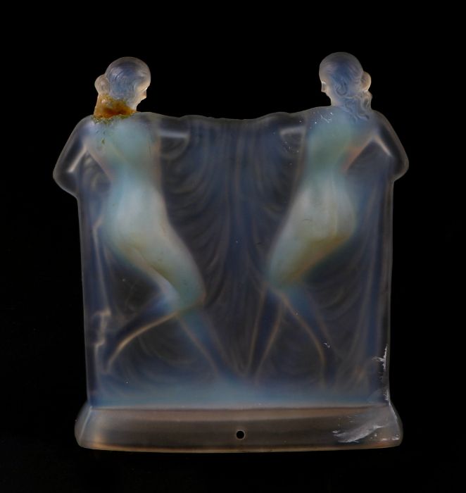 A Rene Lalique style early 20th century opalescent glass figural group depicting two female nudes - Image 3 of 3