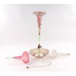 A quantity of assorted Victorian Vaseline glass epergne components to include trumpets and a