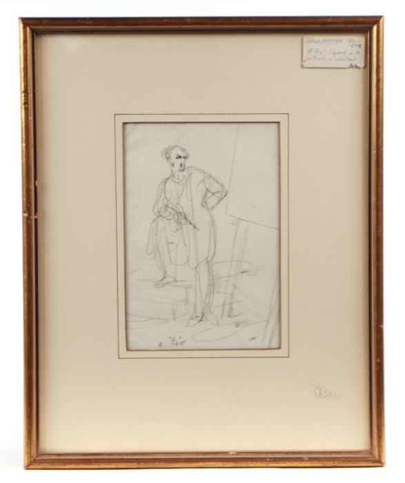 John Hayter (1800-1891) - Talent in Want - pin & ink sketch, Abbott & Holder Gallery label to verso, - Image 3 of 3