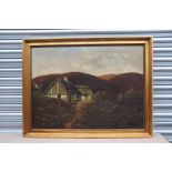 Alfred Andersen - Highland Landscape Scene with Central Cottage - signed lower right, oil on canvas,