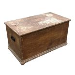 A 19th century painting pine blanket box. 96cm wide