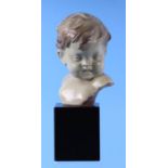 Johannes Dommisse - Bust Study of a Young Boy - signed and numbered 2190, on a polished black