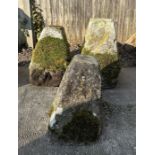 Three staddle stone bases, the largest 64cms high.