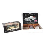 Two ERTL European Classics 1/18 scale diecast cars comprising 1948 Jaguar XK120 and 1956 Austin-